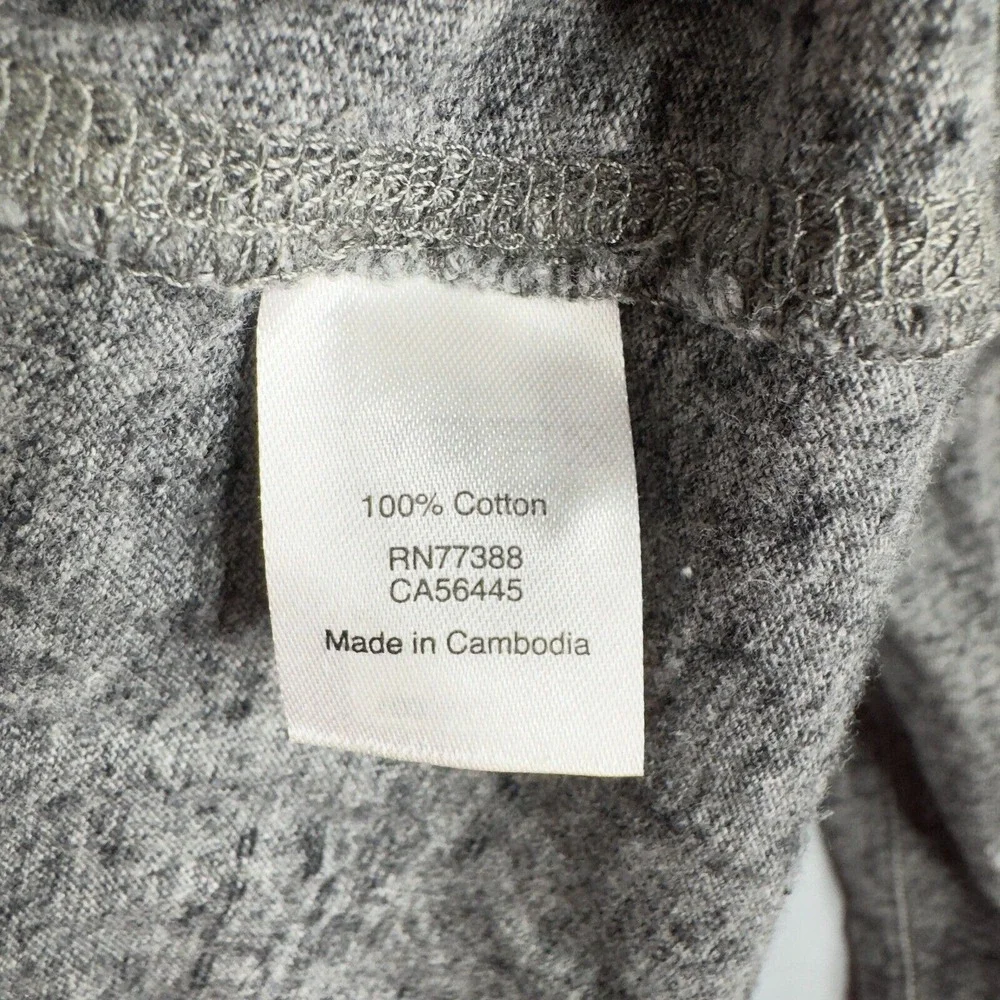 Mercantile J.Crew‎ Men's Y-Neck Pullover Tee Shirt Gray Henley XL 100% cotton
